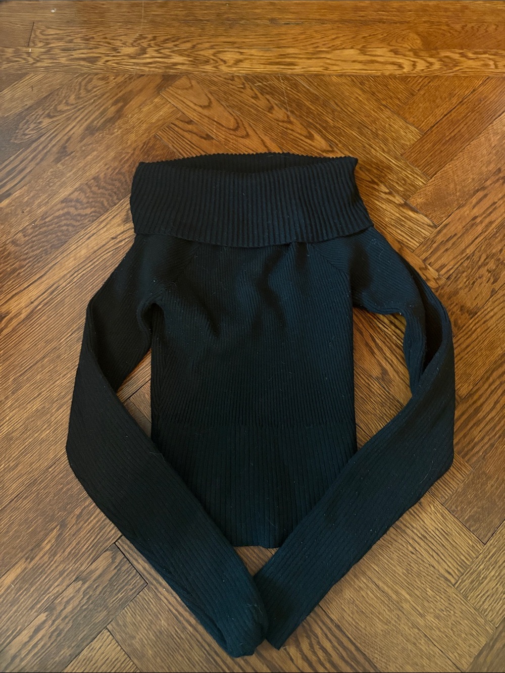 Princess Polly Women’s Black Off-Shoulder Ribbed Sweater
